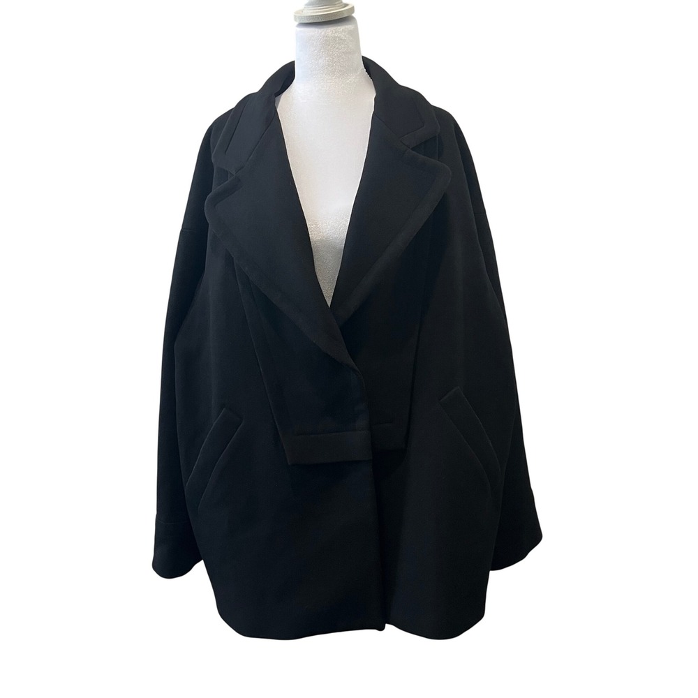 SEE By CHLOE Black Wool Oversized Coat Women's 10 Boxy Minimalist Chic‎ Office